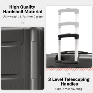 English Elm 2 Piece Abs Hard Shell Spinner Luggage Set with Tsa Lock Expandable Travel Suitcases Dark Gray N732P198744B