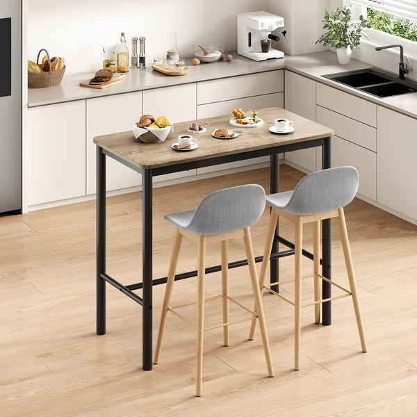 English Elm 47 Inch Counter Height Bar Table - Modern Rectangular Dining Table With Sturdy Metal Legs, Brown Finish T3623P381055