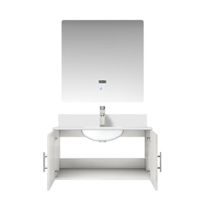 English Elm Glossy White Bath Vanity Set With Cultured Marble Top, Chrome Faucet & Led Mirror – Stylish & Durable B2731S01317