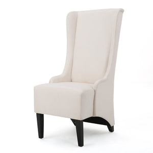 English Elm Dining Chair Tall Wingback Upholstered Seat Birch Legs Contemporary Statement Piece N769P386662W