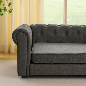 English Elm Elegant oversized dog sofa bed 55" sturdy elevated pet bed for large breeds, modern linen look, 130lb capacity DARK GREY W487P304652