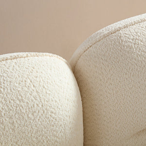 English Elm White round sectional sofa with solid wood frame, high-rebound sponge, child-safe curved arms, 2 pillows, modern modular comfort showroom-quality upholstery 55.51"L x 35.04"W x 25.98"H W2085S00057