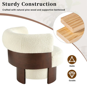 English Elm Modern Sculptural Barrel Swivel Chair Set of 2 with Bentwood Back for Living Room Beige N760S0000060A