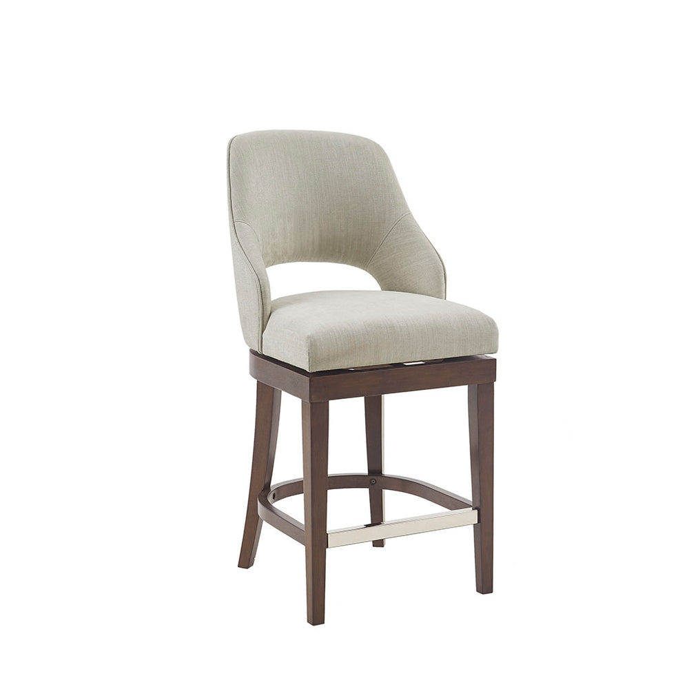 JLA Home Madison Park - Counter Madison Park Jillian Swivel Stool – Cream Upholstery, Dark Wood Base, 360° Comfort & Durability MP104-1074