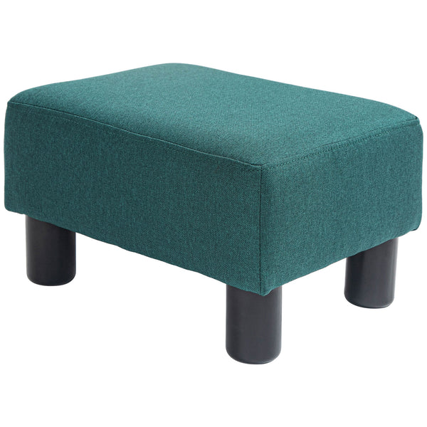 English Elm Homcom Compact Linen Ottoman - Elegant Green Footrest, Versatile Cube Stool For Living Room & Office W2225P217641
