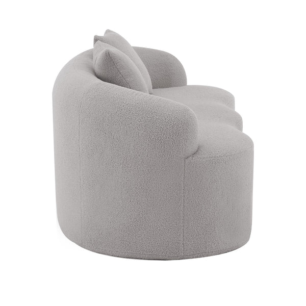 English Elm Grey Curved Loveseat Sofa with Round Armrest, Plush Foam+Spring Comfort, 2 Pillows, No Assembly W3612P332453