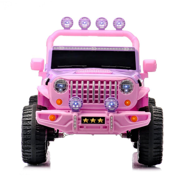 English Elm 24v Two Seat Kids Ride on Car with 4wd Motor Remote Control and Led Lights Pink W509P378207
