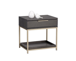 Sunpan Rebel Nightstand - Modern Oak Wood Design with Soft Closing Drawer and Elegant Gold Hardware Accents Small - 23.5W x 17.75D x 23.5H