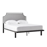 Upholstered Traditional Metal Queen Bed Grey MMIB5CGY Walker Edison