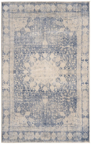 Unique Loom Asheville Rockwell Machine Made Border Rug Navy Blue, Gray/Beige 5' 1" x 8' 0"