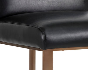 Sunpan Dean Bar Stool with Exposed Brass Frame and Luxurious Bonded Leather for Stylish Spaces Antique Brass / Cantina Black