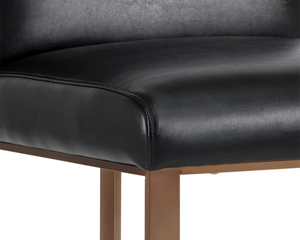Sunpan Dean Bar Stool with Exposed Brass Frame and Luxurious Bonded Leather for Stylish Spaces Antique Brass / Cantina Black