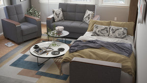 English Elm Primenest Zenaero X Loveseat - Convertible Grey Chenille Upholstered Sofa With Storage & Comfort B030P281775-GIGA