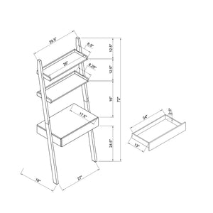 English Elm Home Office Desk – Modern Ladder-Style Writing Table With One Drawer And Two Shelves For Storage B107P302907