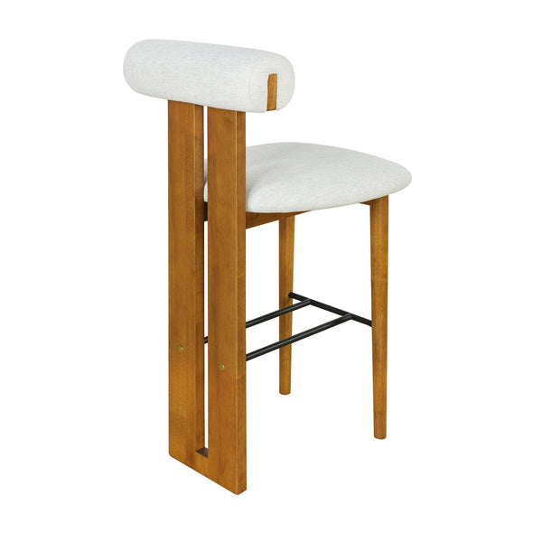 English Elm Christopher Knight Home® - Renee Mid-Height Upholstered Barstool with Cloud-Top Backrest and Stain-Resistant Fabric, Set of 2 Ivory,Walnut N775P277442I
