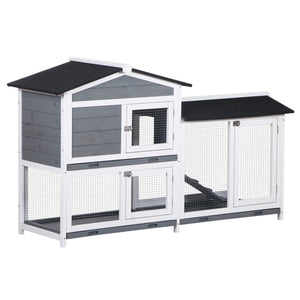 English Elm PawHut 63" 6-Tier Small Animal Habitat with Hammock, Heavy-Duty Steel Cage, Wheels & Removable Tray Grey W2225P217667