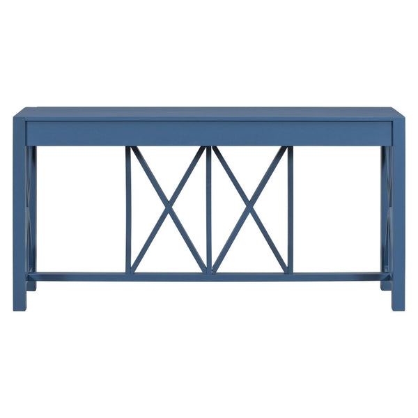 English Elm U_Style 60'' Acacia Veneer Console Table With X-Design, 4 Drawers & Open Shelf For Modern Living Spaces N711P289747V-GIGA