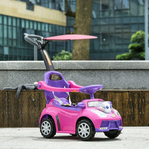 English Elm Qaba 3 in 1 Toddler Ride on Push Car with Canopy Robot Theme and Music Pink W2225P229329