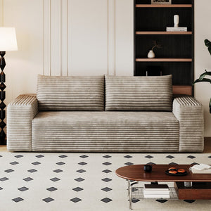 English Elm 71" Corduroy 3Seater Sofa with Deep Seat and Ergonomic Backrest, Plush Support and Durable Foam Camel W2824P321232