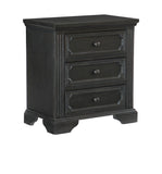 English Elm Traditional Design 3-Drawers Nightstand 1 Piece Charcoal Finish Rustic Style Bedroom Furniture