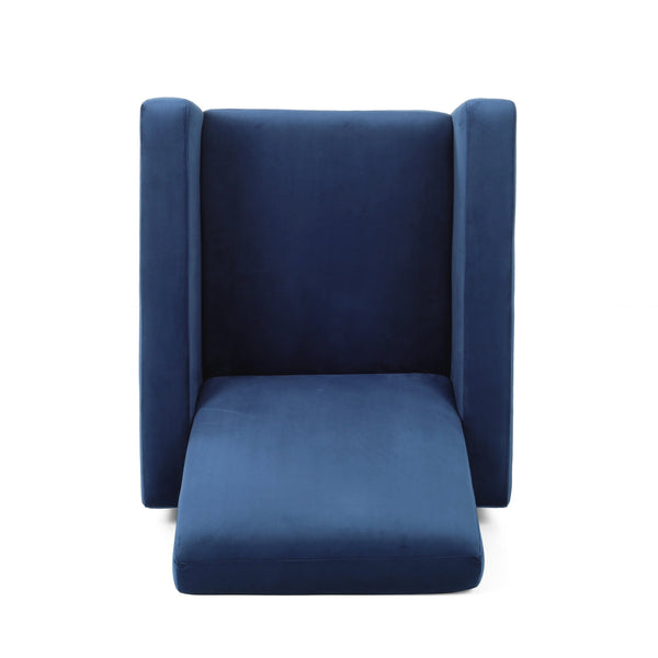 English Elm Christopher Knight Home® - Arvin Plush Push-Back Recliner with Stainless Steel Legs — Modern Fabric Comfort for Living Rooms Blue 65272.00NVLTCBLT