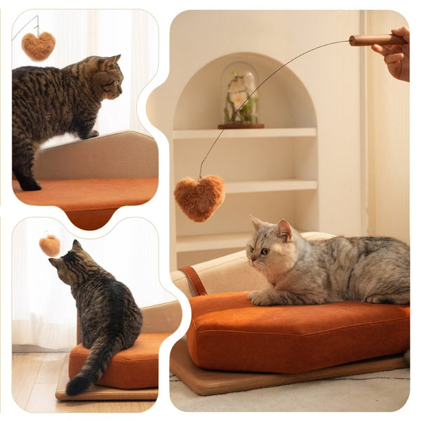English Elm Modern Oak Veneer Pet Bed with Chenille Upholstery and Orthopedic Foam Cushion Orange W3136P445674