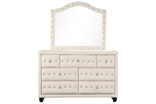 English Elm Encore Modern 4Pc King Bedroom Set With Upholstered Tufted Headboard & Ample Storage In Beige B009S01712