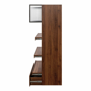 English Elm 70.87" Tall Kitchen Pantry Cabinet - Stylish Multi-Functional Food Hutch With Pull-Out Storage & Drawer W331S00198