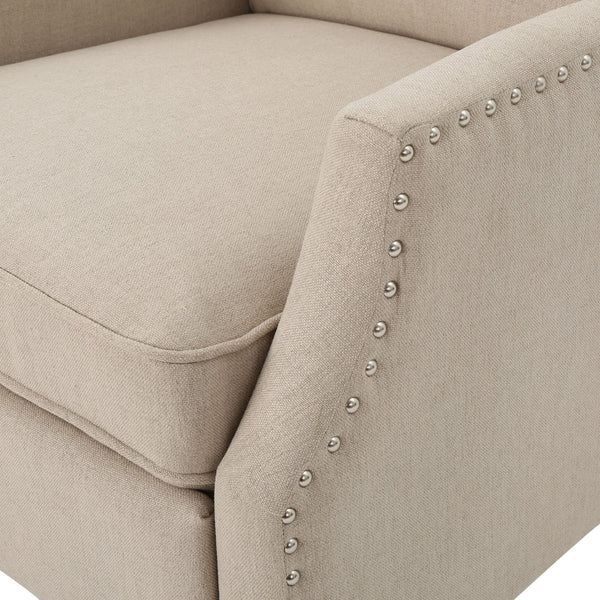 English Elm Christopher Knight Home® - Pushback Recliner Chair with Nailhead Trim and Wingback Design, Plush Fabric Comfort for Living Rooms Wheat 60760.00WHT