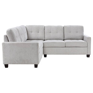 English Elm Creston Three Piece Fabric Sectional Sofa with Tufted Back and Track Arms Beige B062S01531
