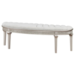 English Elm Colwood Channel Tufted Ivory Curved Bench with Tapered Legs for Bedroom Entryway B062P441145