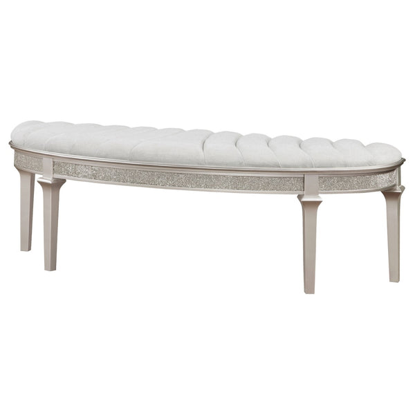 English Elm Colwood Channel Tufted Ivory Curved Bench with Tapered Legs for Bedroom Entryway B062P441145