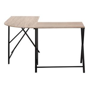 English Elm Computer L-Shape Desk 55" Corner Office Workspace with Spacious Laminate Top and Black Metal Base taupe 36 L x 25 W x 8 H B2710P219641