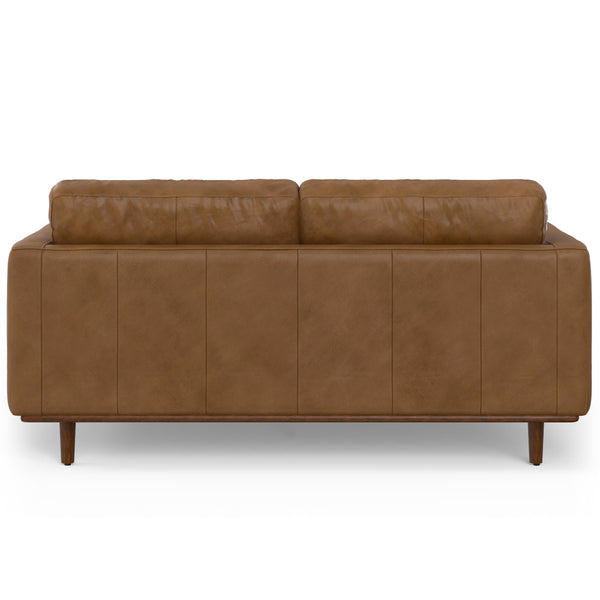 English Elm Morrison Caramel Brown 72" Leather Sofa & Ottoman Set — Mid-Century Modern, Feather-Filled Comfort B136P199199