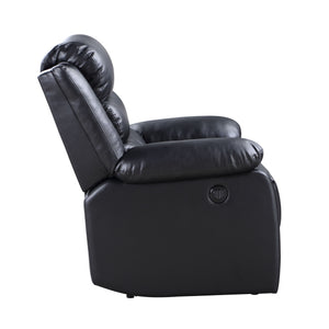 English Elm Eilbra Black Faux Leather Power Recliner with Pocket Coil Seat, Pillow Top Arms, 220lb Capacity B2726P281454