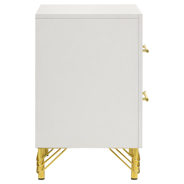 English Elm Chesney White 2-Drawer Nightstand with Gold Trim Chic Glam Bedside Table Modern Storage Accent B062P299930