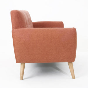English Elm 67.25" Button Tufted Mid-century Loveseat with Rubberwood Legs for Compact Living Spaces Burnt Orange N771P371392D