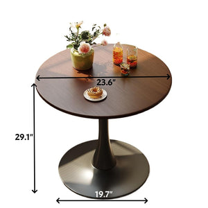 English Elm Walnut Modern Round Dining Table with MDF Top and Steel Tulip Base — Sturdy, Easy-Clean Design W2641P300056