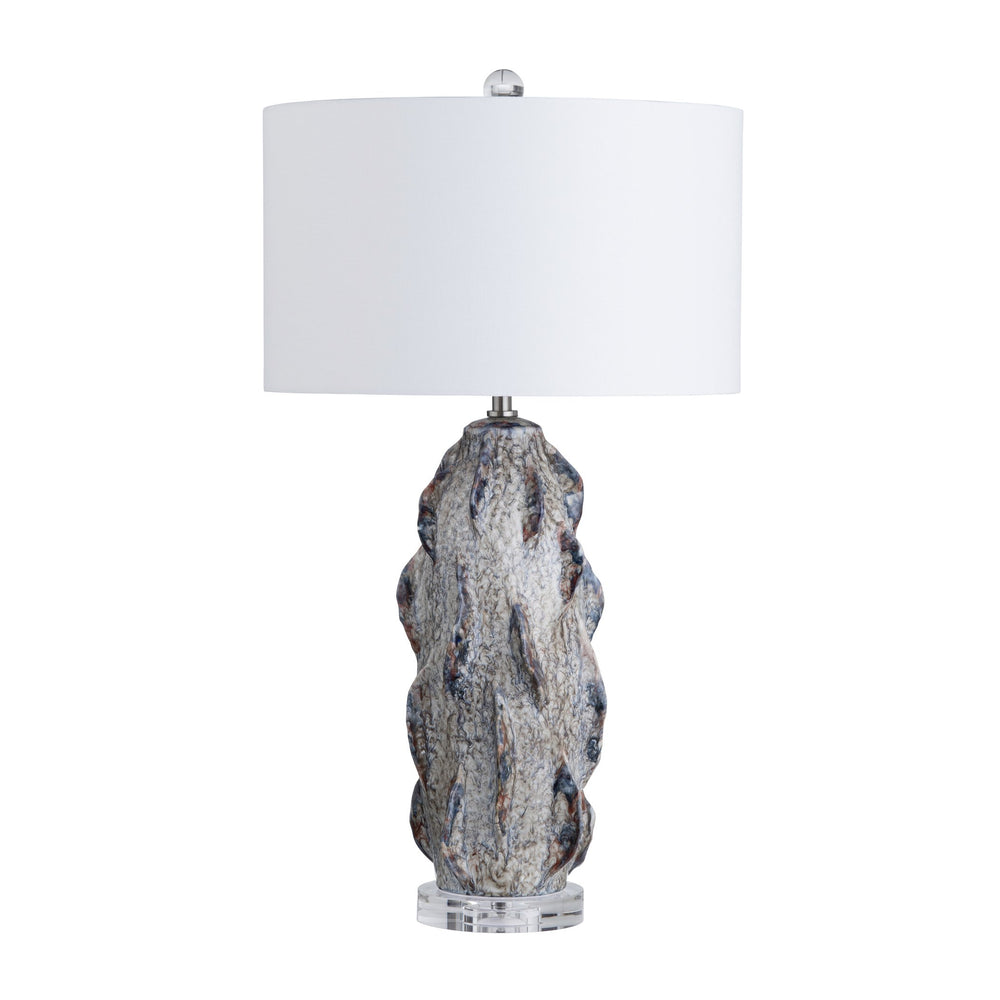 Crestview Collection 32.5"H Ceramic Table Lamp - Sculptural Artisan Design With Marbled Finish, Crystal Base & Shade   Cvap3263