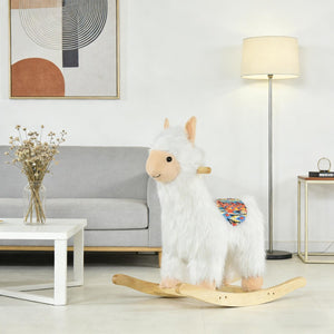 English Elm Llama Plush Rocking Toy for Toddlers with Wooden Rails Padded Seat and Grip Handle T3971P442666