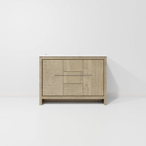 English Elm Rustic Acacia Double Bath Vanity 48" W X 20" D With White Quartz Top - Stylish Storage & Warmth B2731P259200-GIGA