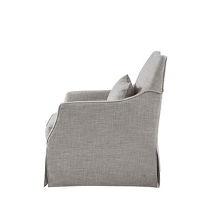 English Elm Skirted Martha Stewart Bedford Swivel Chair in Gray Polyester — 360° Comfort, 7" Foam Cushion, No Assembly B035P148424