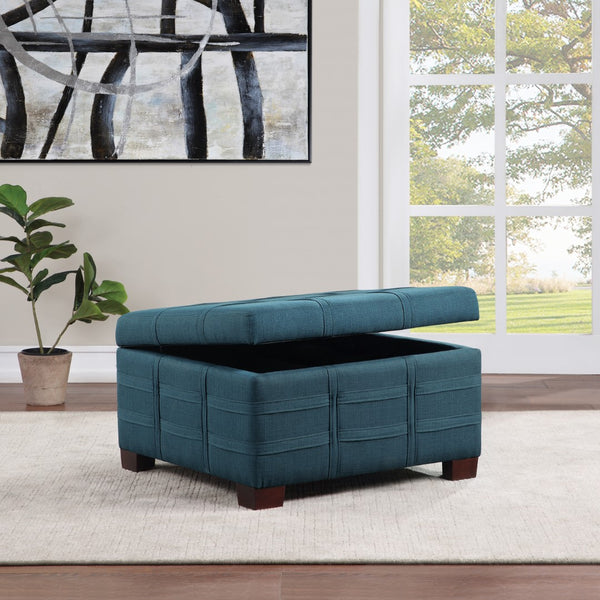 OSP Home Furnishings Detour Strap Ottoman Azure