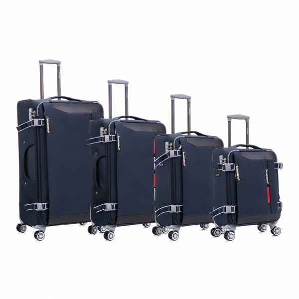 English Elm Softside Expandable Spinner Luggage Set Four Piece Lightweight Travel Collection Blue T3292P343864