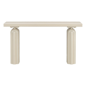 English Elm U_style Acacia Veneer Console Table Curved Silhouette for Entryway Hallway Foyer Beige N711P235894K