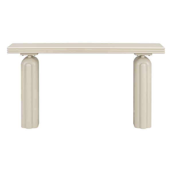 English Elm U_style Acacia Veneer Console Table Curved Silhouette for Entryway Hallway Foyer Beige N711P235894K