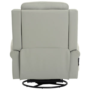 English Elm Manual Swivel Rocker Recliner Pu Leather Chair with Massage Heating and Pocket Spring Support Grey N763P363558E