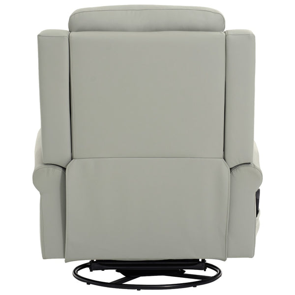 English Elm Manual Swivel Rocker Recliner Pu Leather Chair with Massage Heating and Pocket Spring Support Grey N763P363558E