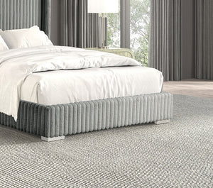 English Elm Gray Contemporary Queen Bed with Fur Chenille Upholstery, Mattress-Ready, Engineered Wood Frame Gray 80 L x 60 W x 9 H B2741P320863
