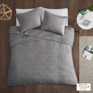 Urban Habitat Caden Modern/Contemporary 3 Piece Cotton Quilt Set UH13-2099 Grey